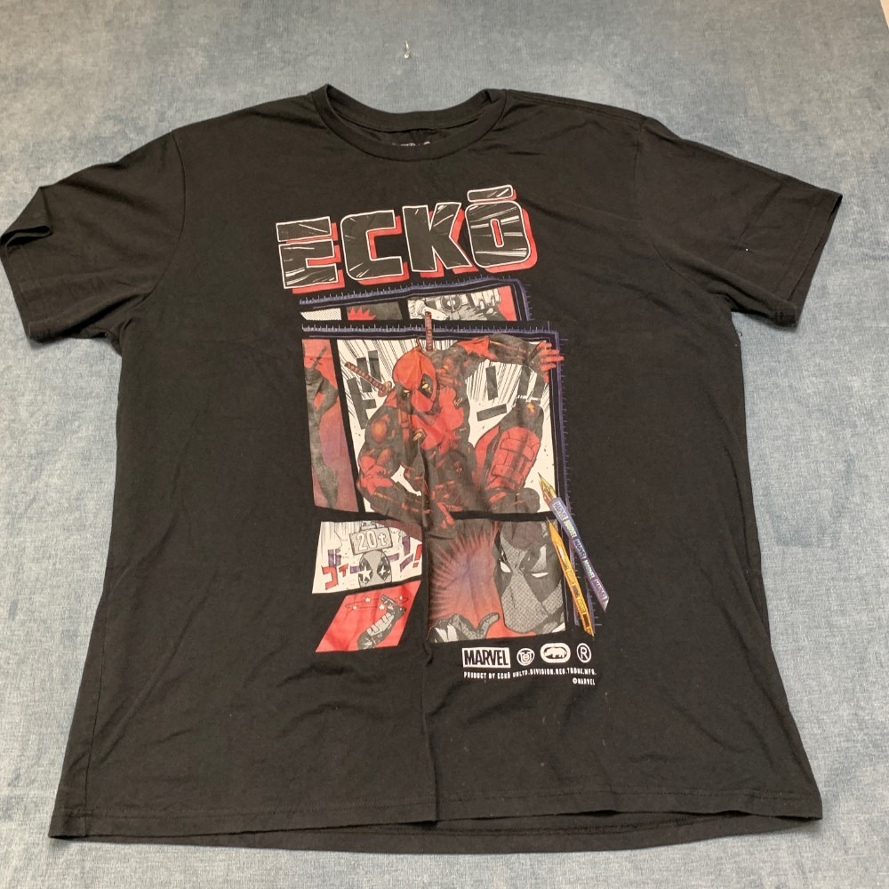 Marvel Deadpool Ecko Unltd T-Shirt Mens 3XL Black Cotton Graphic Dark Wash Tee